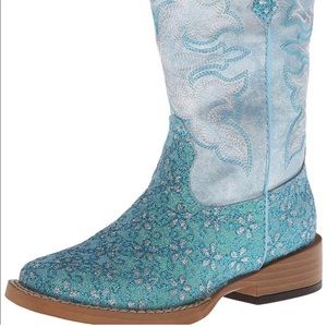 Roper Blue Glitter Cowgirl Rodeo Boots Size 2
